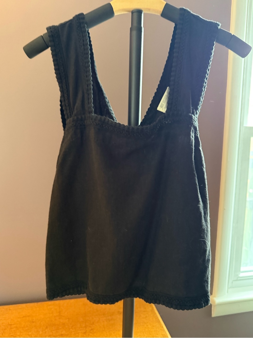 Dreamers Black Crochet-Trim Tank Top